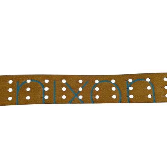 Nixon Mens Brown Leather Belt Double Prong Buckle Studded Holes Casual - Picture 3 of 4